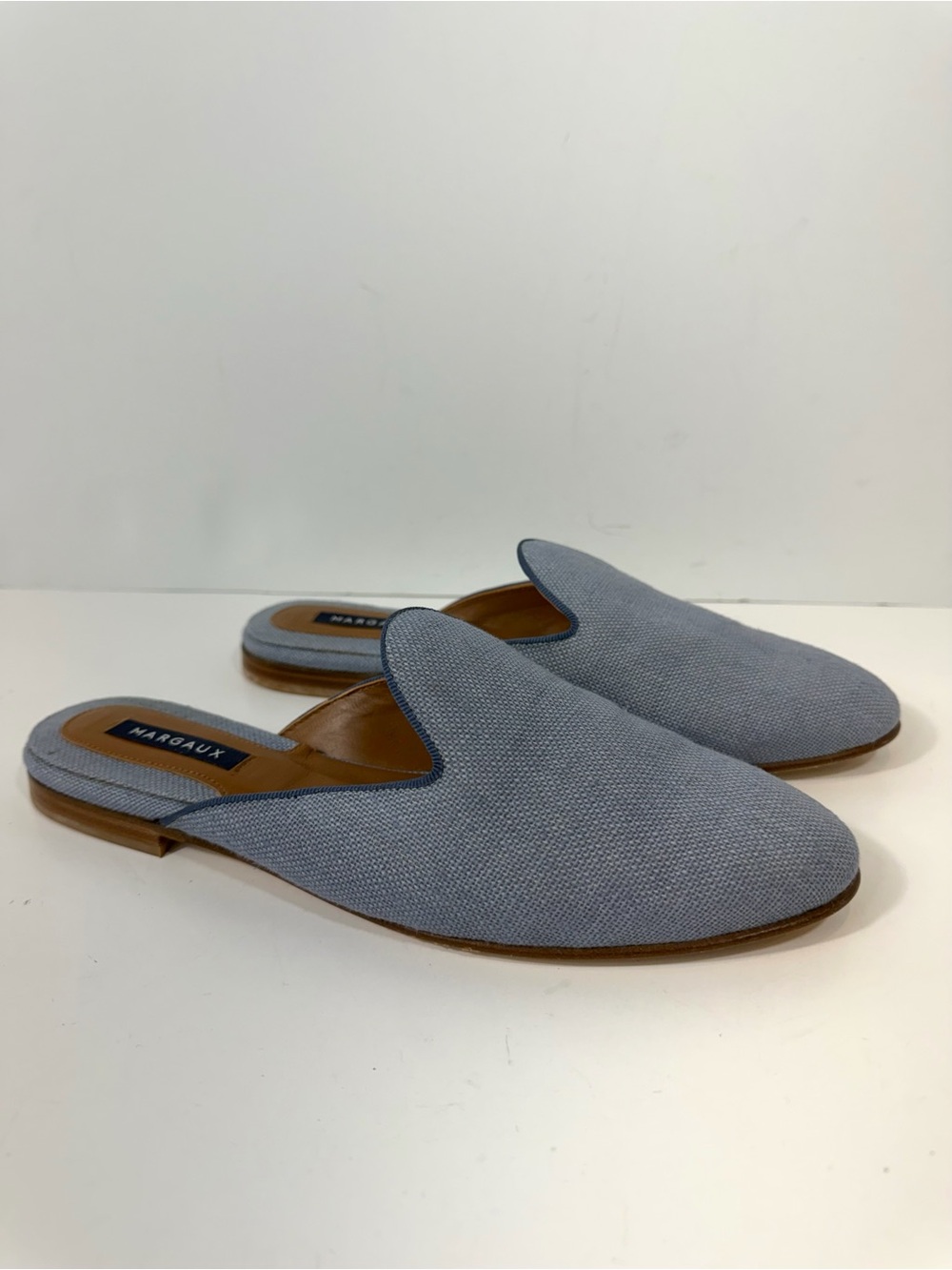 MARGAUX NY Blue Woven Mule Flats Handmade in Spain EU 38.5 / US 8.5 Medium